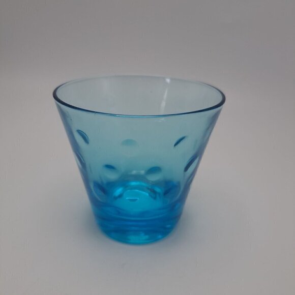 Vintage Hazel Atlas Capri Dot Turquoise Old Fashioned Glass - Picture 1 of 5